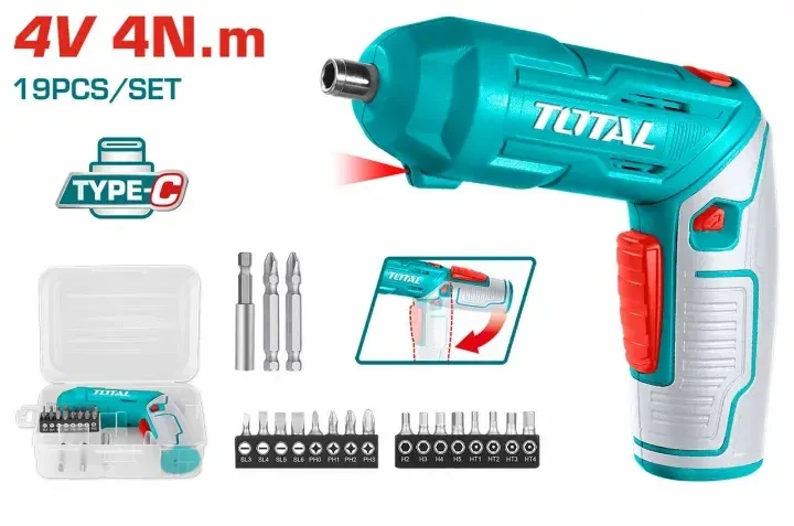 TOTAL Tools TSDLI0442 4V Cordless Screwdriver Set
