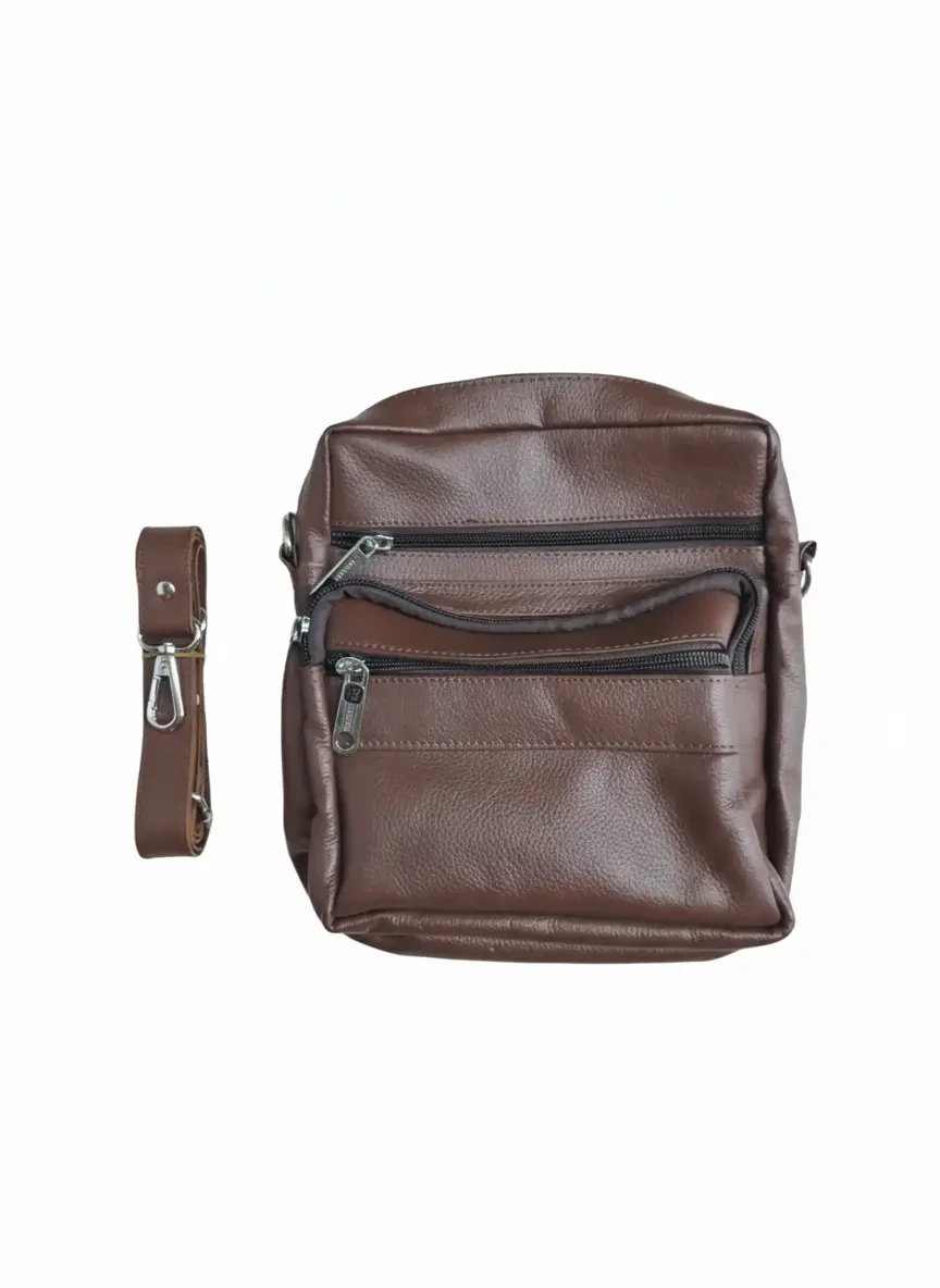 Leather Men's Side Bag-Chocolate